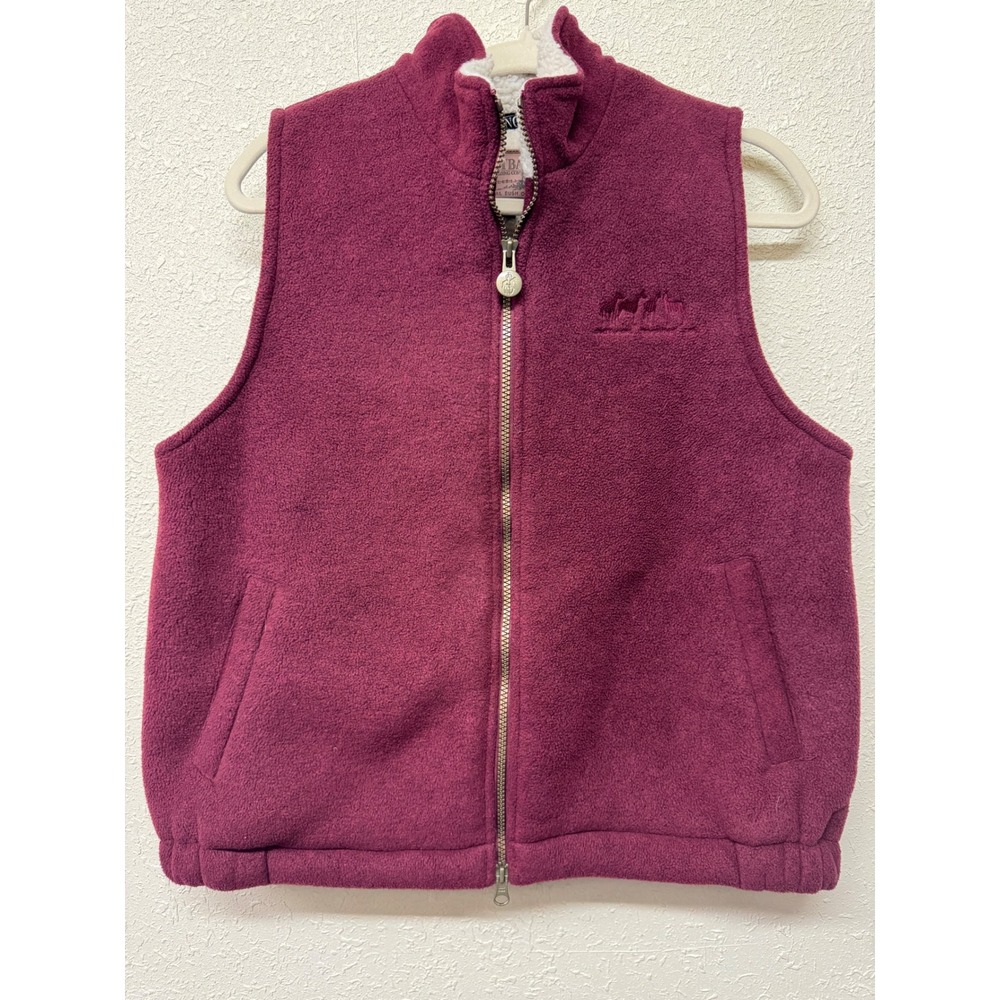 Outback Trading Co Sherpa Fleece Vest Womens M Burgundy Western Equestrian Horse